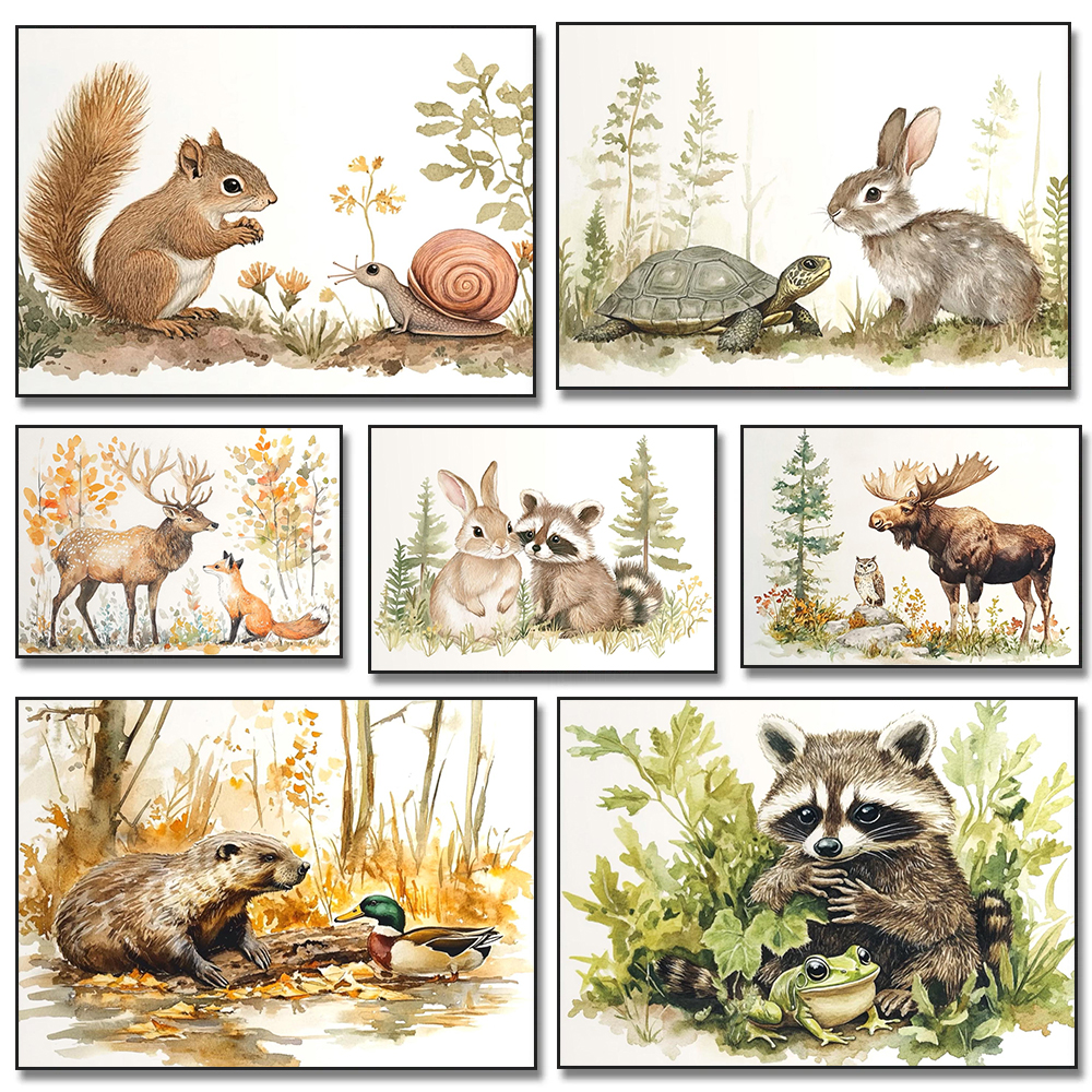 Live Fish Aquarium - Forest Animal Rabbit Turtle Squirrel Cartoon
