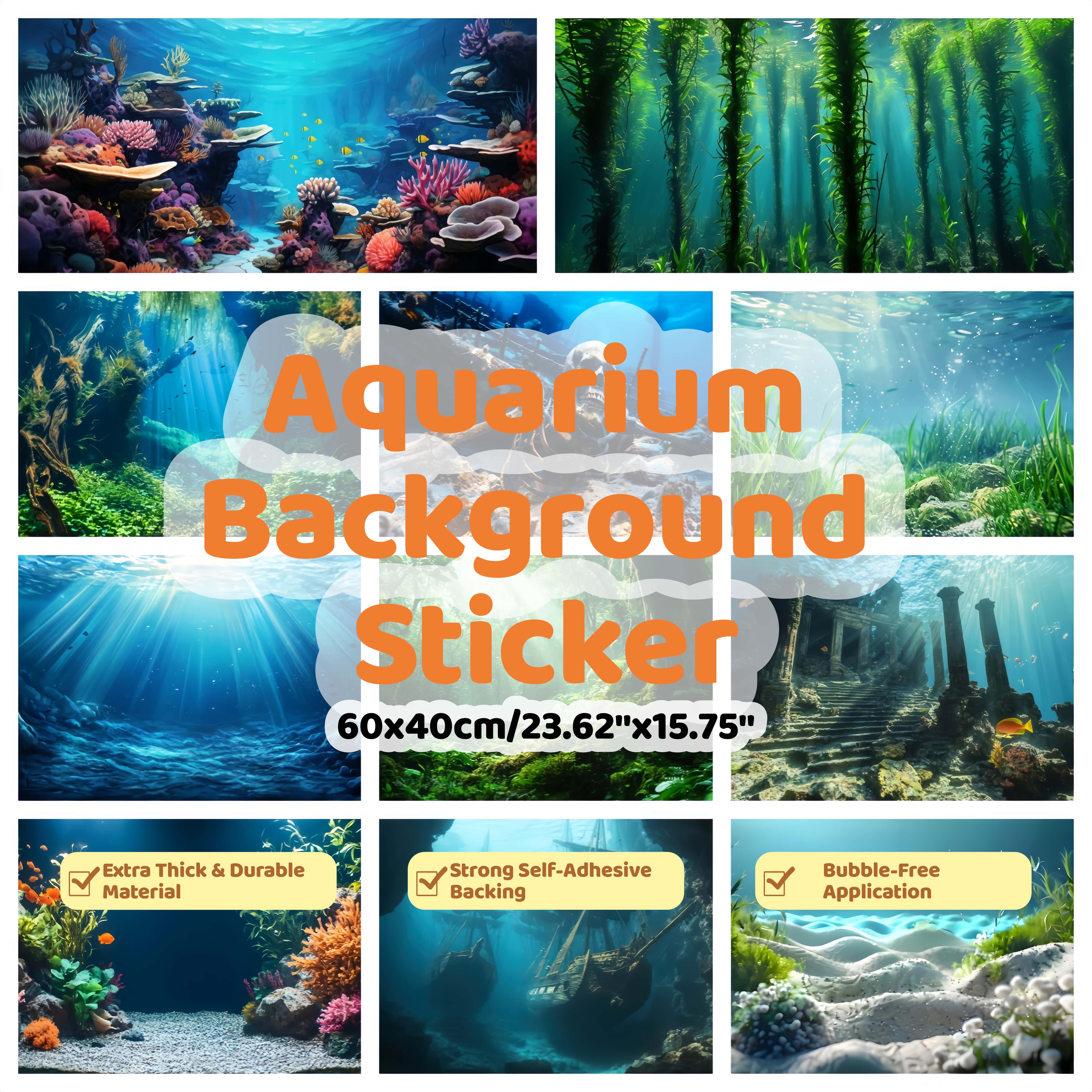 Aquarium Fish Poster - Thick Self-Adhesive Aquarium Background Sticker 60x40cm