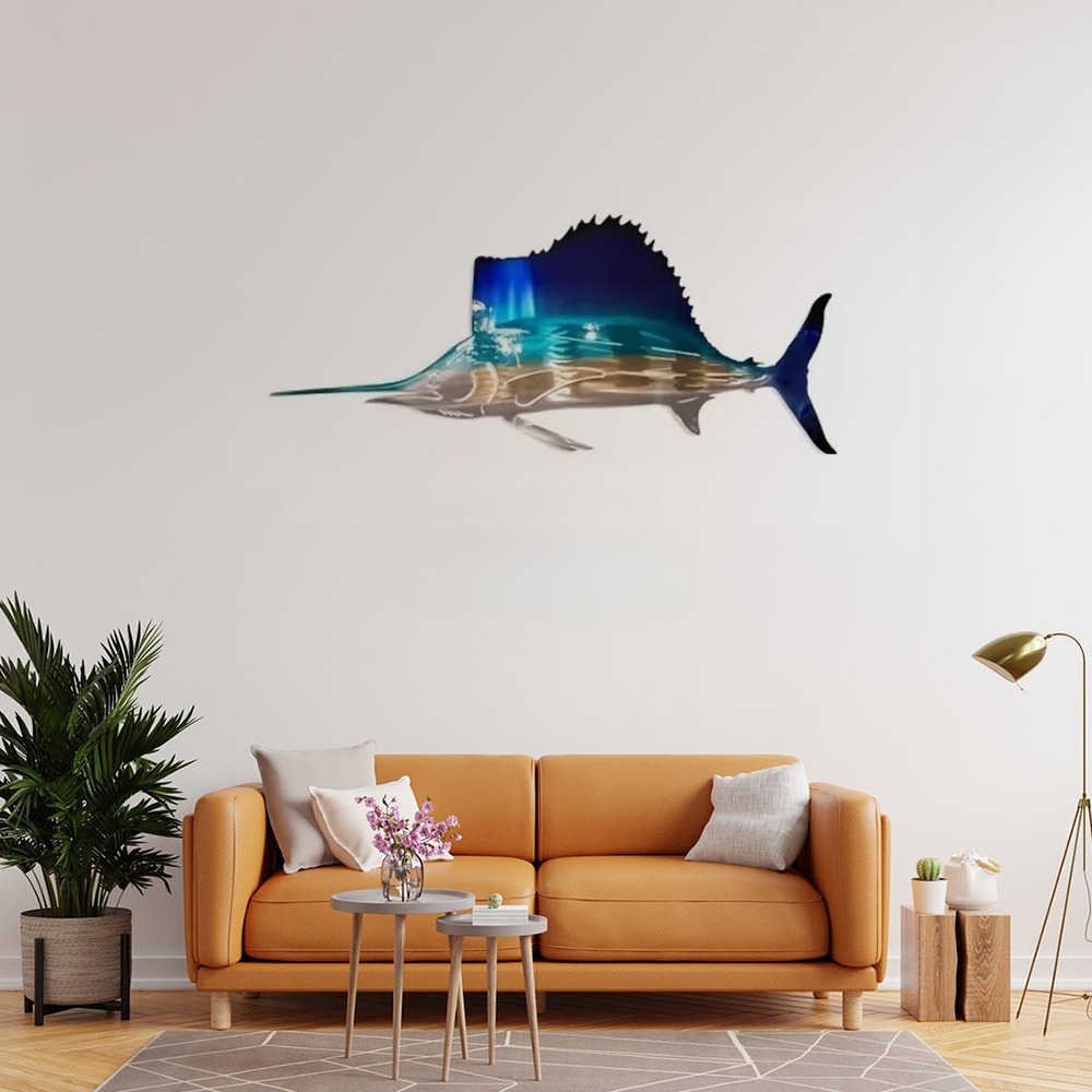 Live Fish Aquarium - 1PC Metal Swordfish Jellyfish Turtle Wall