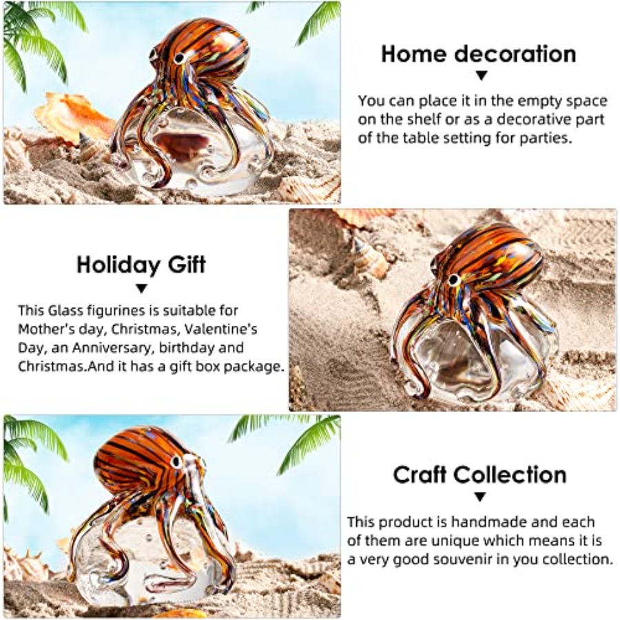 Hand Blown Glass Octopus Figur - مراجعة Aquarium Fish Japan وسعره