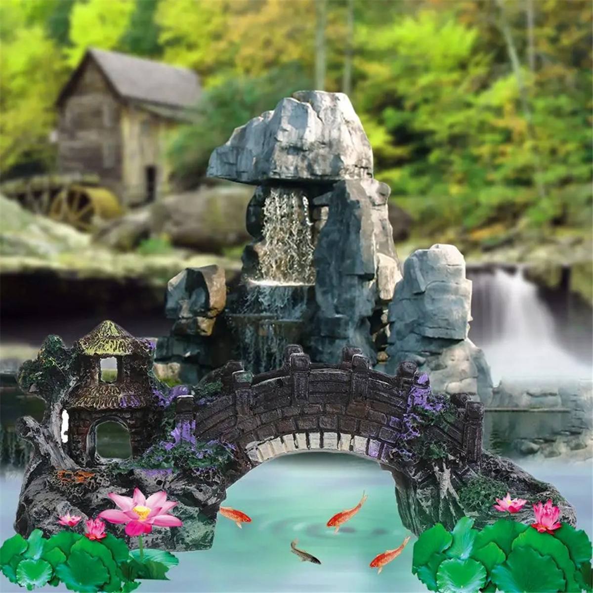 Artificial Bridge Fish Tank Or - مراجعة Aquarium Fish Bridge وسعره