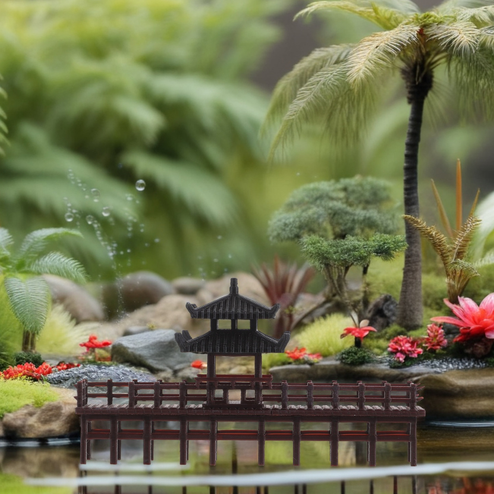 Miniature Chinese Pavilion Bri - مراجعة Aquarium Fish Bridge وسعره