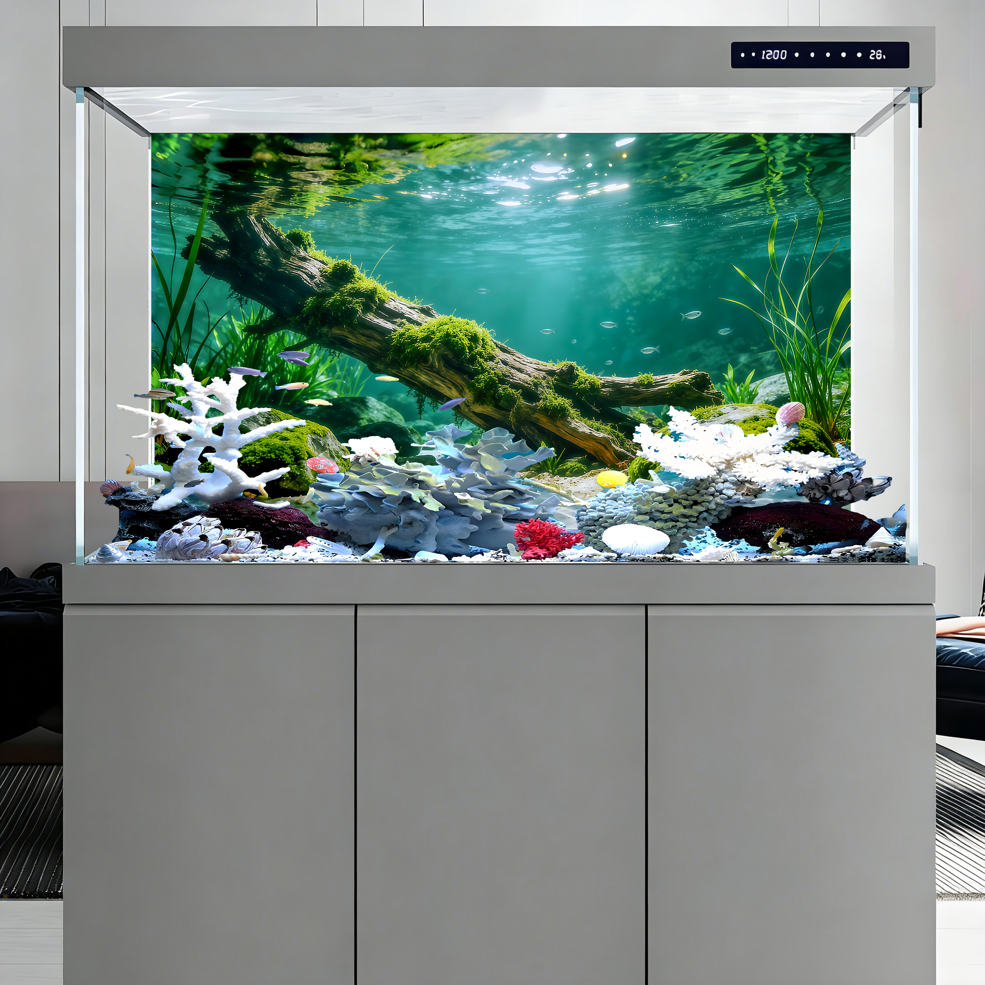 Dead wood at the bottom of the - مراجعة Aquarium Fish Poster وسعره